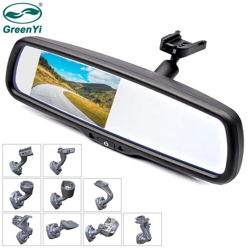 GreenYi 4.3 inch TFT LCD Car Rear View Mirror Monitor with Special Original Bracket 2 Video Input for Parking Assitance-animated-img