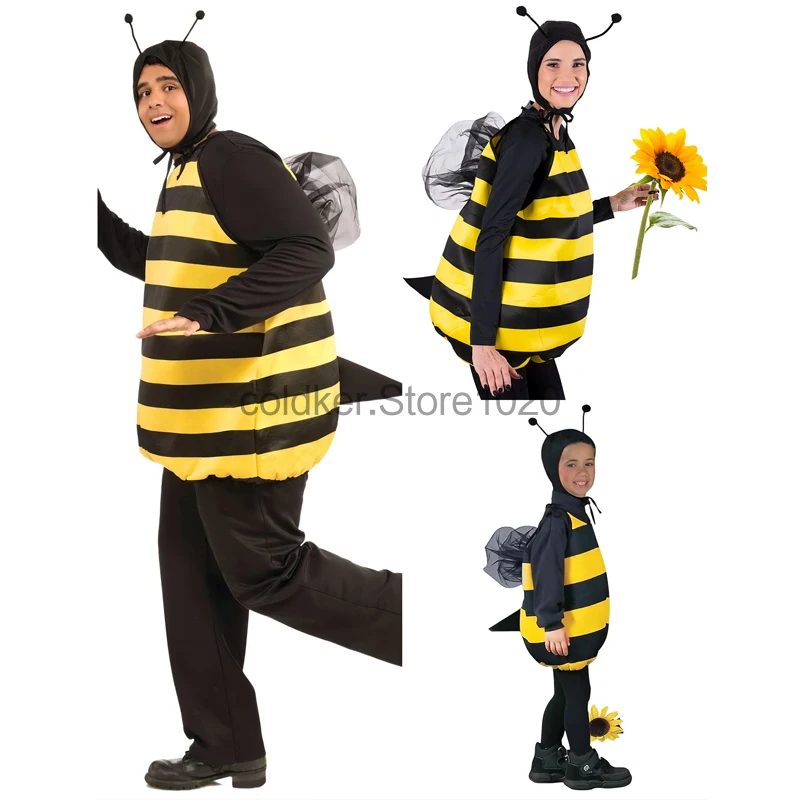 2024 Family Animal Costumes For Men Women Halloween Fancy Bee Cosplay Outfits Adults Kids Bumble Cosplay Dress Up-animated-img