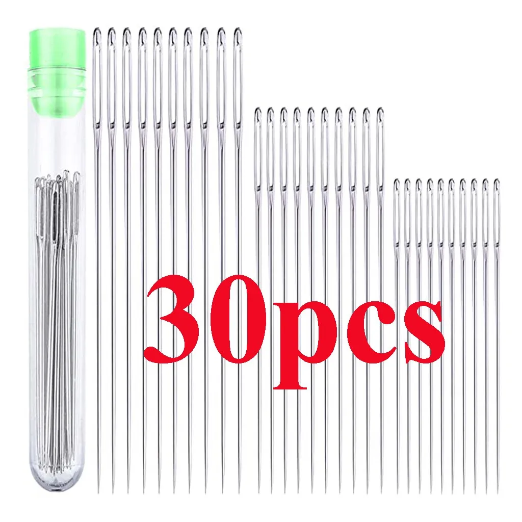 30pcs 5 Sizes Large Eye Sewing Needles Cross Stitch Knitting Needle Handmade Leather Embroidery Thread Needle Sewing Accessory-animated-img