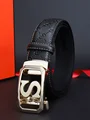 LUCKACE Design Belt For Men Fashion men's alloy Luxury Letter Smooth Buckle Belts Alloy S Buckle Belts Leather Belts Gifts Waist
