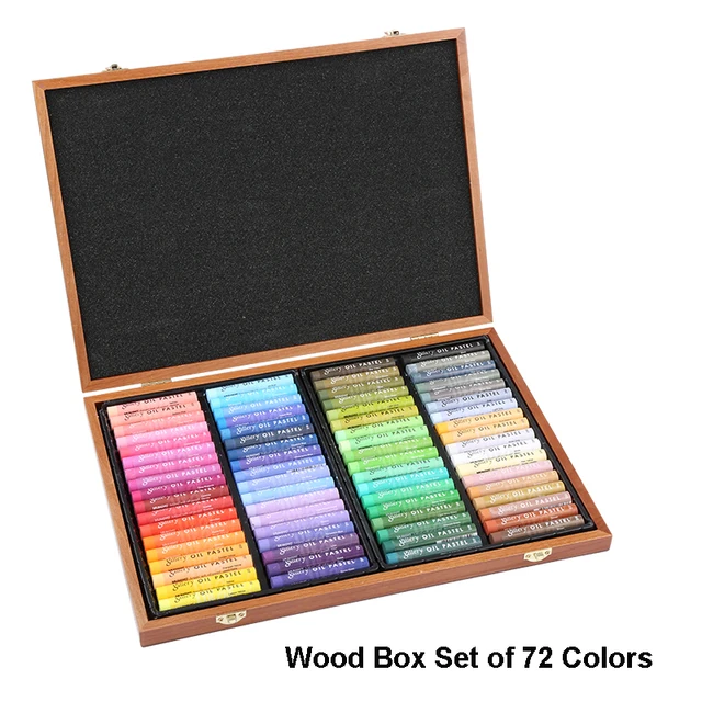 קנו אלי אקספרס  Mungyo Gallery Artists' Soft Oil Pastels Wood Box Set of  72 Assorted Colors(MOPV-72W)