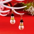 Korean Luxury Zircon Imitation Pearl Snowman Stud Earrings for Women Shiny Crystal Snowflake Earring Christmas Party Jewelry preview-2