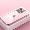 New Luxury Plating Clear Phone Case For iPhone 16 15 14 13 11 12 Pro Max Mini 14 Plus XR X XS Max Silicone Bumper Soft Cover