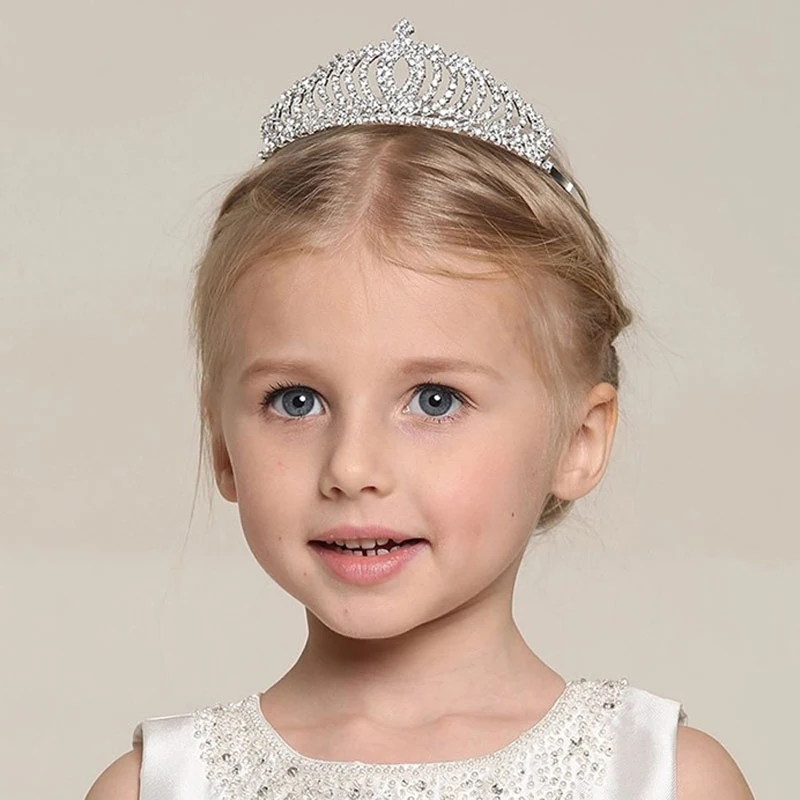 Delicate Rhinestone Princess Girls Crown Tiaras Headwear Hair Ornaments For Children Kids CC9459-animated-img