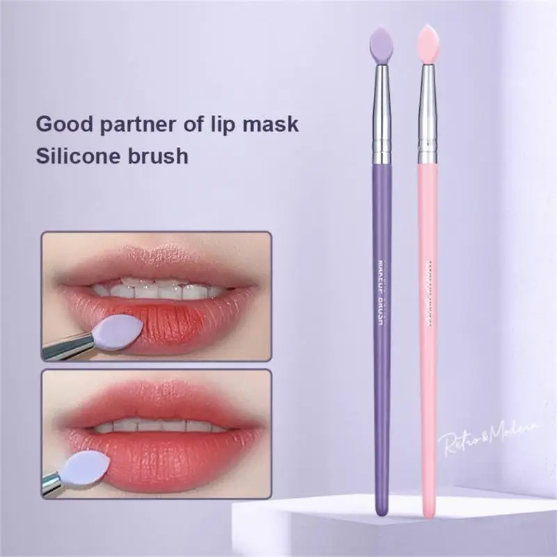 1pcs Portable Lip Gloss Applicator Multifunctional Makeup Brush With Dust Cap Silicone Lip Eye Shadow Brushes Cosmetic Tools-animated-img