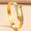 Europe and the United States hot selling stainless steel  gold diamond nail lucky bracelet fashion women's bracelet，gold bangles preview-3