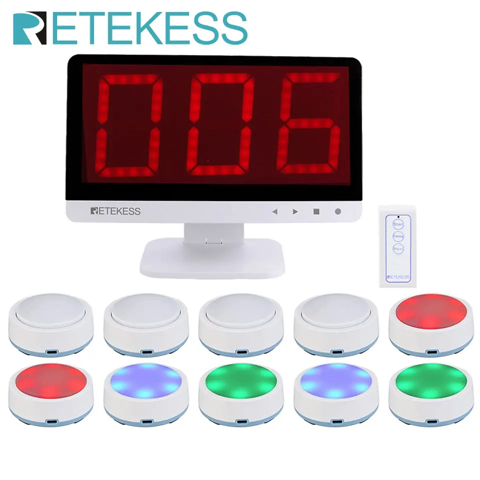 Retekess Game Answer Buzzer TM101 Educational Answer Buzzer For Games Quiz Buzzer System For Class Competition Family Game Night-animated-img