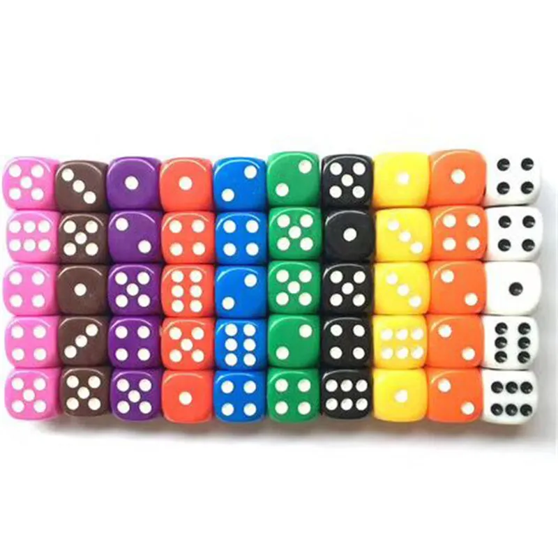 10Pcs High Quality 16mm Multi Color Six Sided Spot D6 Playing Games Dice Set Opaque Dice For Bar Pub Club Party Board Game-animated-img