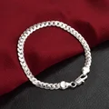 925 Sterling Silver Bracelet 5mm 20cm Flat Side Chain Lobster Clasp Bracelet For Woman Man Party Wedding Engagement Jewelry Gift preview-3