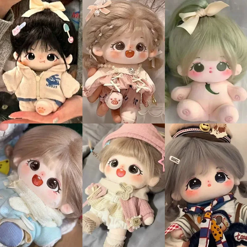 20cm Kawaii Plush Cotton Doll Anime Stuffed Idol Doll Outfit Baby Plushies Toys Star Dolls Action Figure Dress Girls Kids Gifts-animated-img