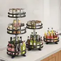 360°Rotation Spice Rack Organizer Jar Non-Skid Carbon Steel Storage Tray For Seasonings And Spices Cans For Kitchen Accessories