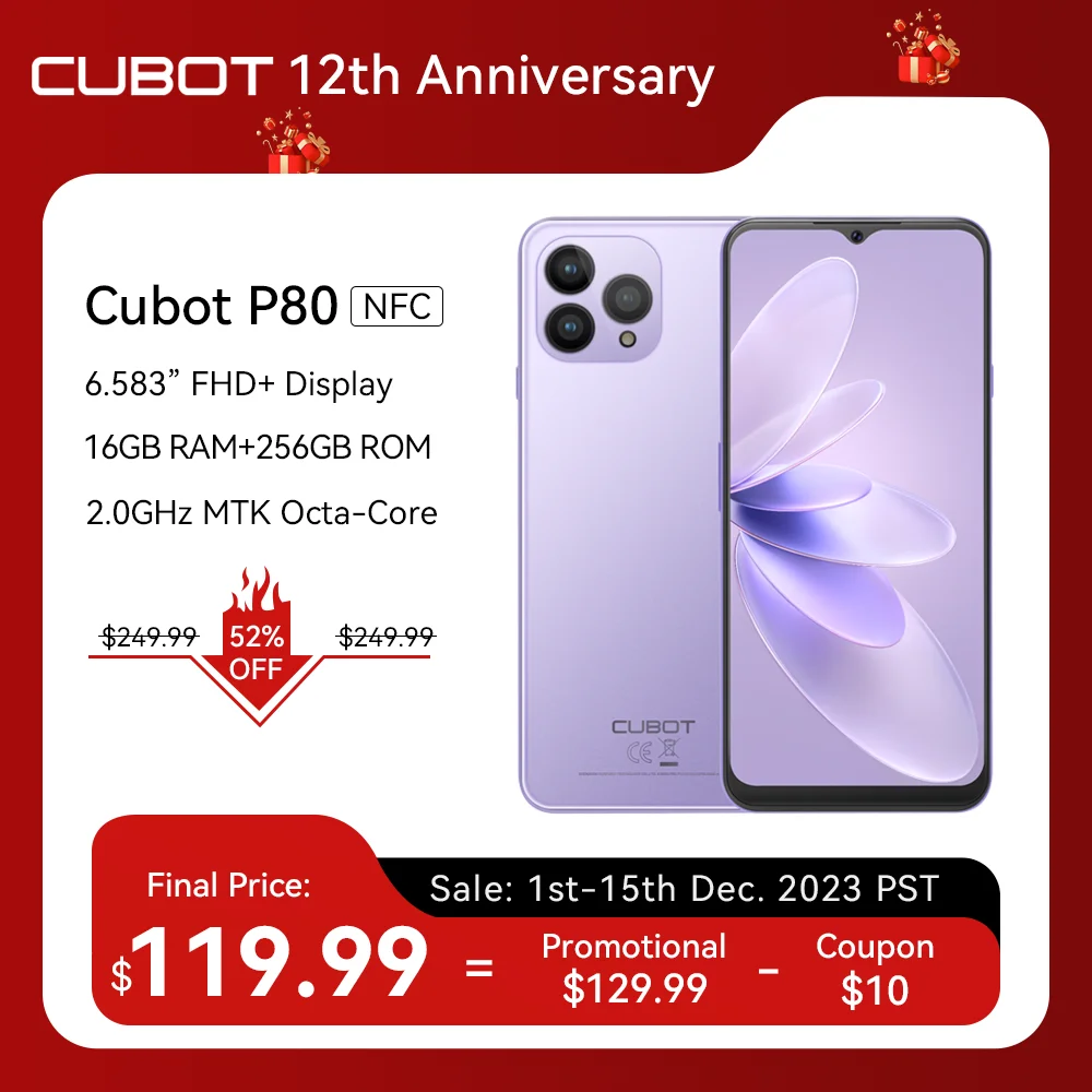 Cubot P80,6.583 Inch FHD+Display,Global Version,16GB RAM(8GB+8GB