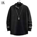 2022 New Tide Brand Velvet Casual Sweater Mens Spring Autumn Printing Bottoming Shirt Male Plus Size Trend Long-sleeved T-shirt preview-1