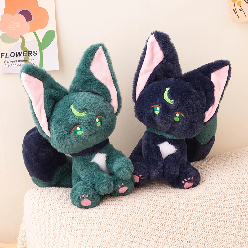 25/35cm Genshin Impact Blue and Green Cat Ears Ti na li Plush Toy Wanderer Pet Cosplay Cute Stuffed Plushie Doll for Kids Gifts-animated-img