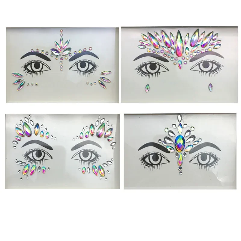 Face Gems Rhinestone Temporary Tattoo Jewels Festival Party Body Eyes  Glitter Stickers Flash Mermaid Temporary Tattoos Sticker