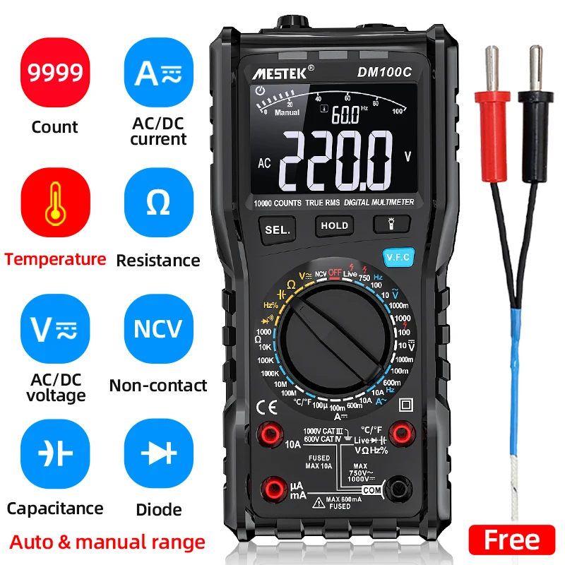 Mestek Digital Multimeter Analog Tester True