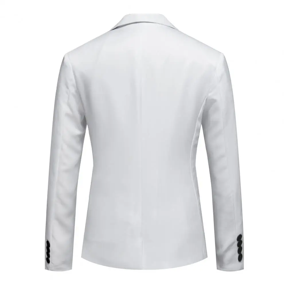 Unique Texture Elegant Men's Slim Fit Lapel Suit Coat with Pockets for Business Wedding Party Black White Stitching Spring Fall-animated-img