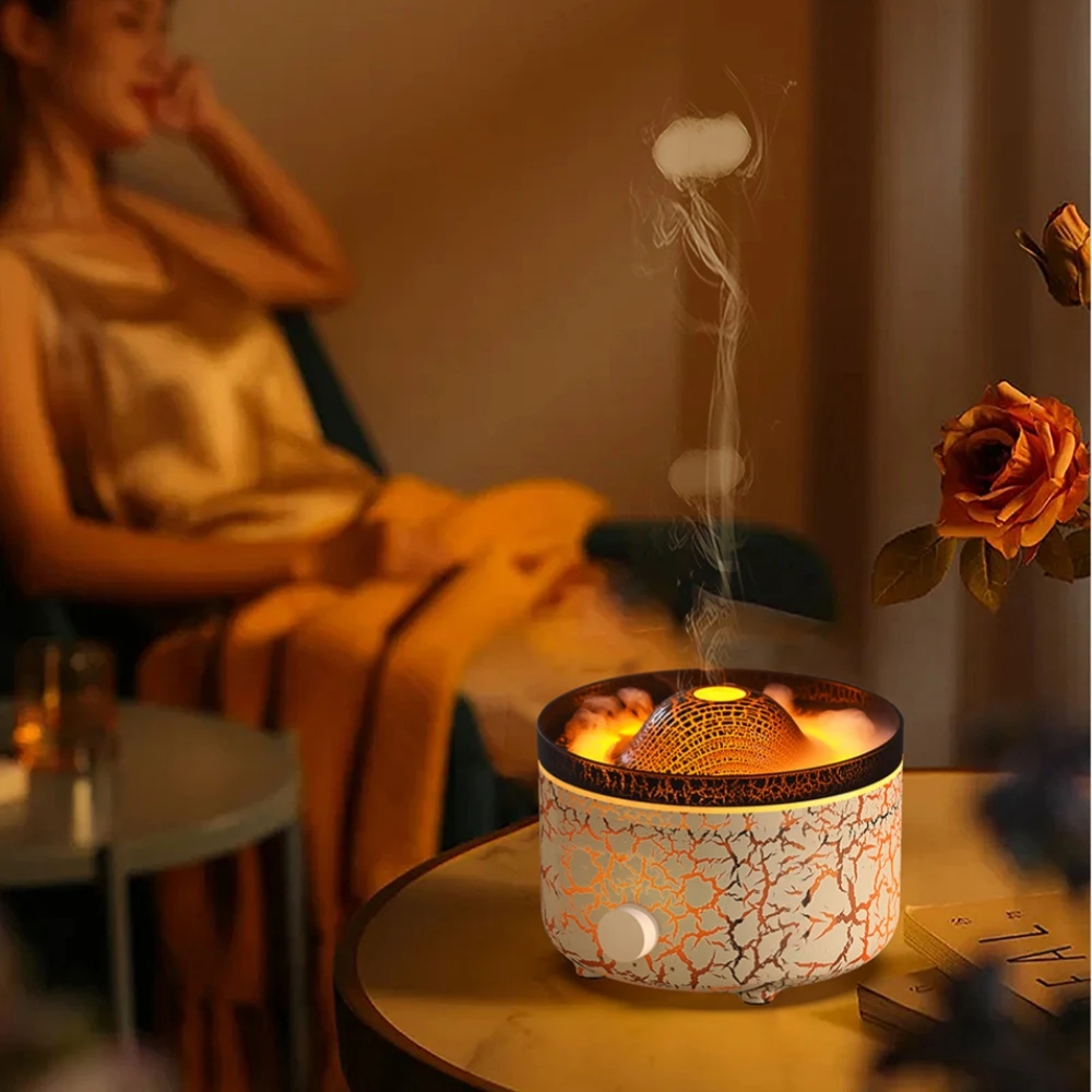 Volcano Fire Flame Air Humidifier Aroma Diffuser Essential Oil