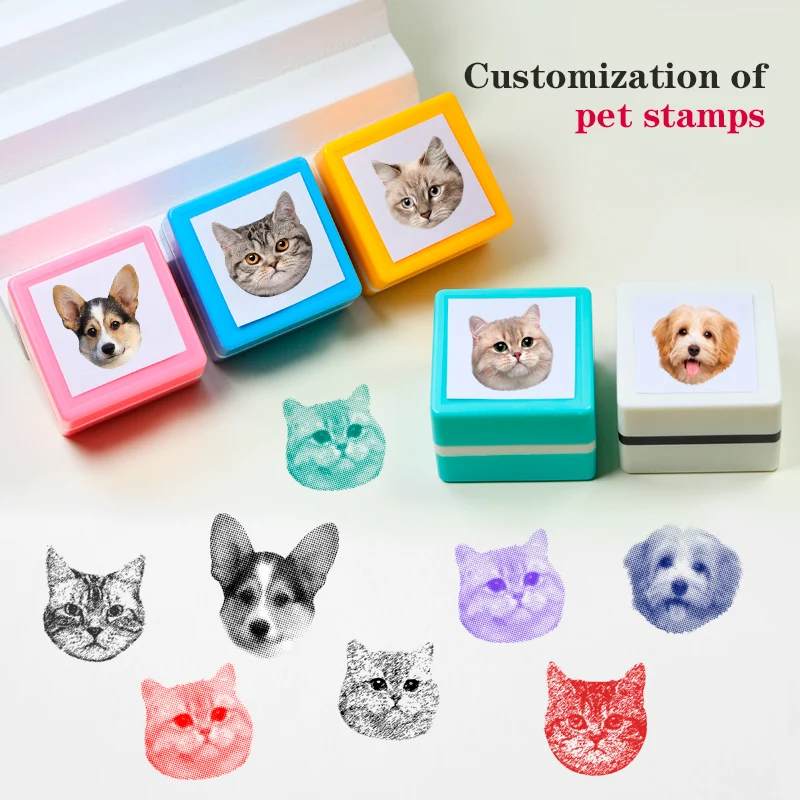 Custom-Made Pet Portrait Stamp DIY For Dog Figure Seal Personalized Cat Doggy Cuztomized Memento Chapter for Bookkeeping-animated-img