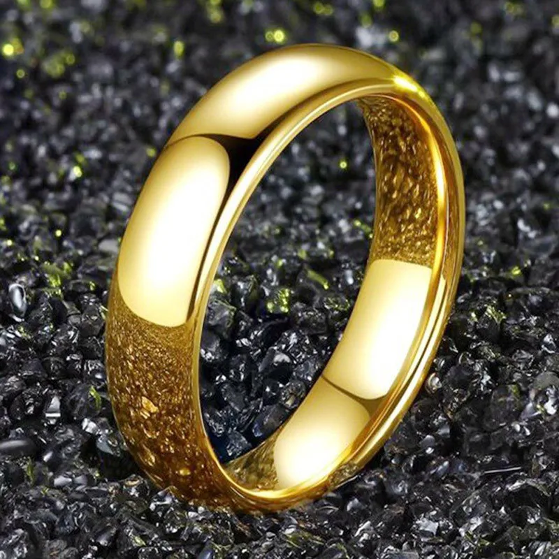 Gold Color Stainless Steel Ring for Men and Women, Prevent Allergy, High Polished Wedding Rings, Couple Finger Jewelry Gifts-animated-img