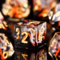 DnD Handmade Death Volcano Dice Set for Dungeons and Dragons, D&D Full Set Sharp Edge Resin Dice, Role Playing Games