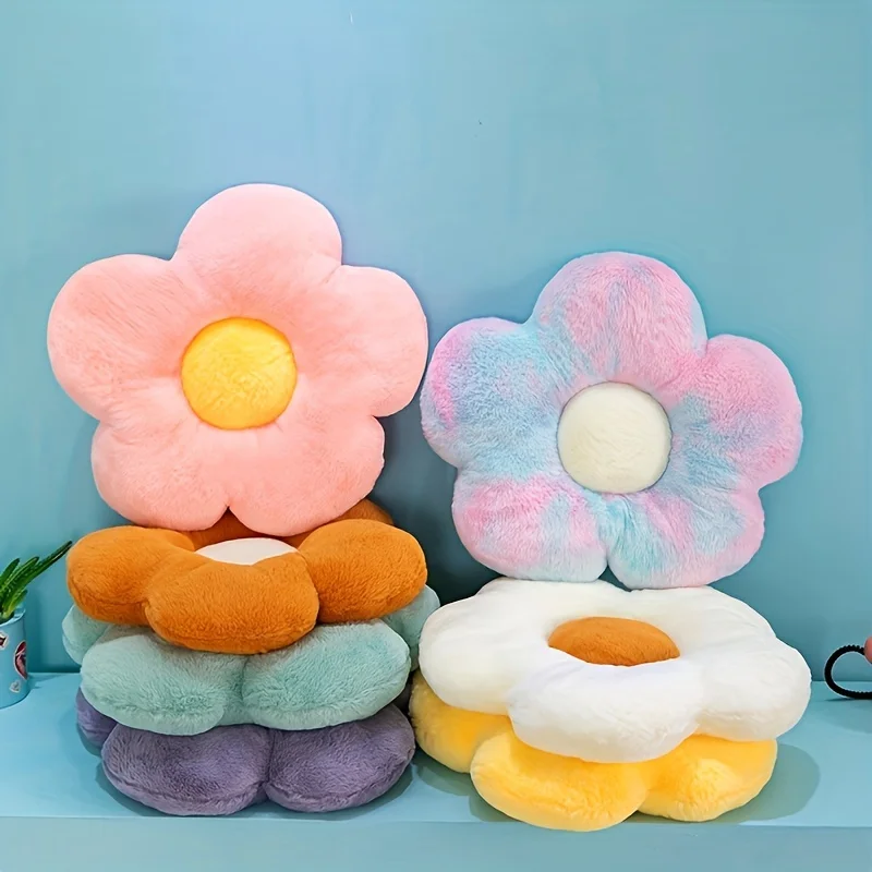 1pc Adorable Flower Plush Floor Pillow for Home Decor - Sofa, Couch, Bed, Car - Soft and Cozy Cushion-animated-img