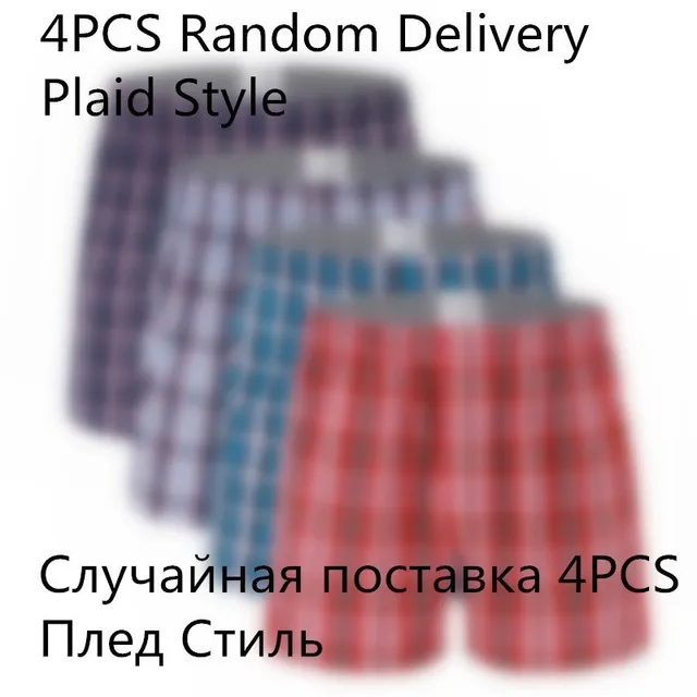 Classic Plaid Men's Boxers Cotton Mens Underwear Trunks Woven Homme Arrow Panties Boxer with Elastic Waistband Shorts Loose men-animated-img