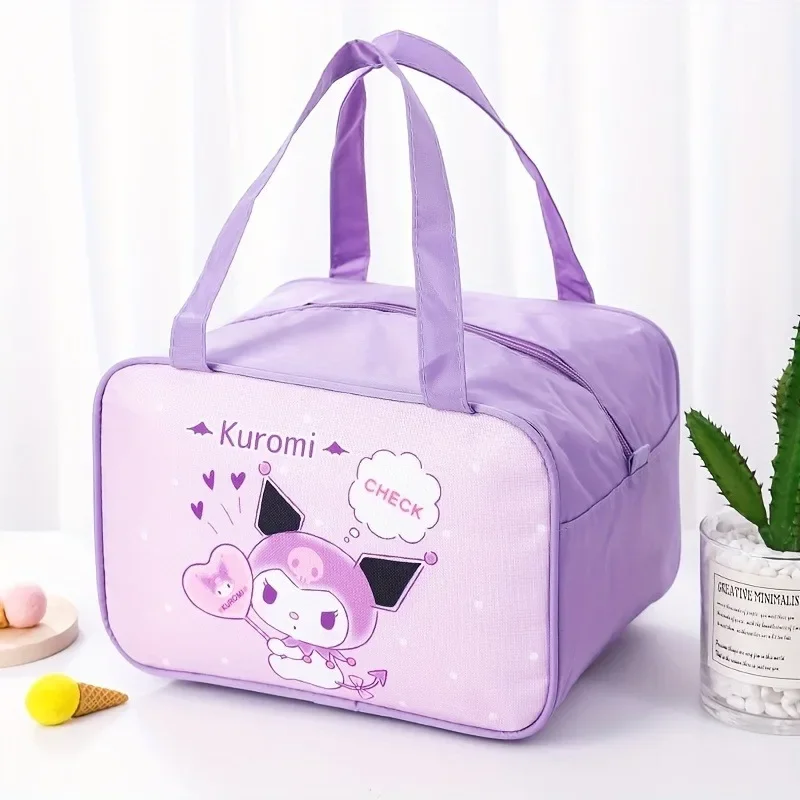 Hello Kitty & Kuromi Lunch Storage Bag, Cinnamoroll Melody Pattern Portable Handbag,Insulated Reusable Bento Box Storage Bag-animated-img