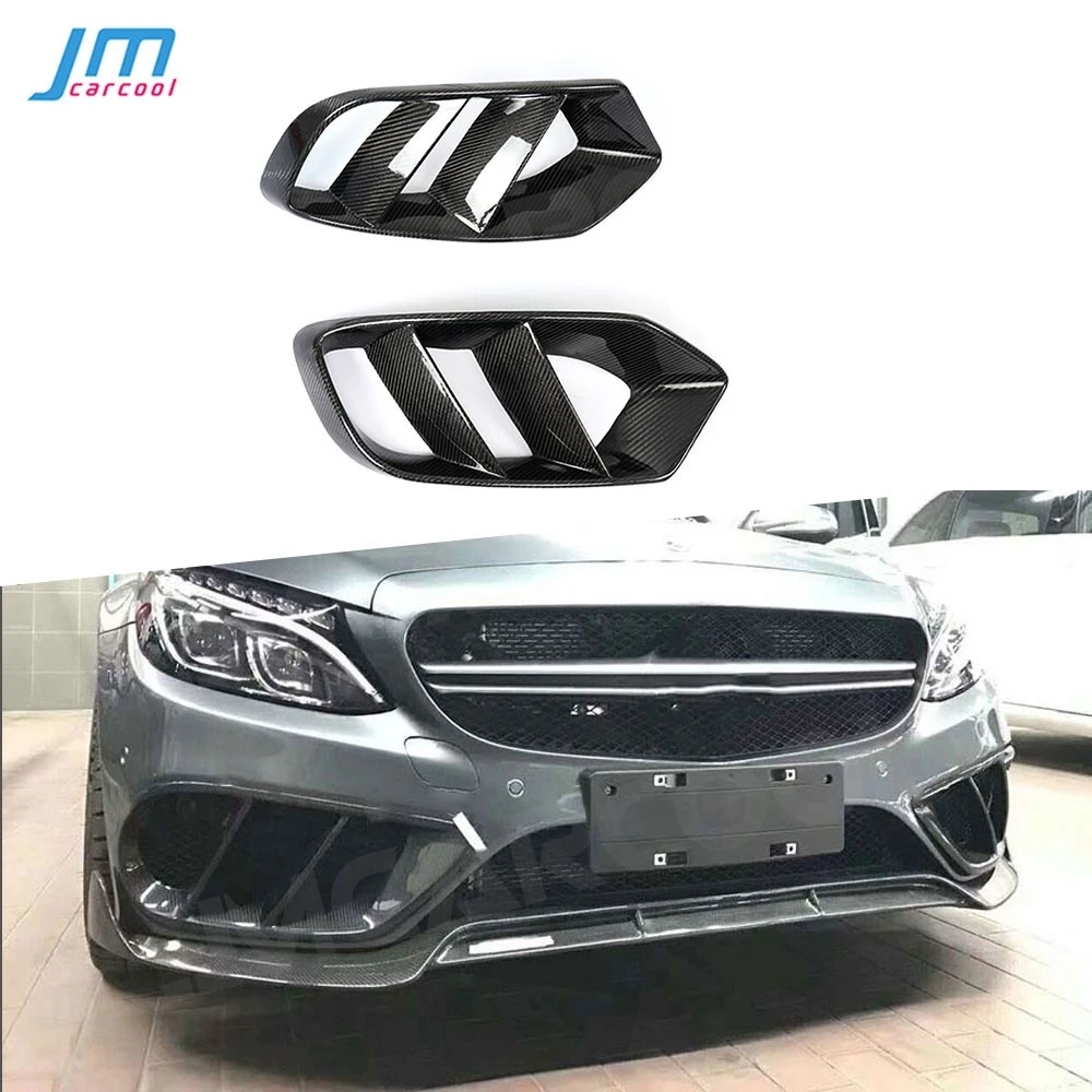 Carbon Fiber Front Bumper Air Vent Cover Mesh Grill Frame for Mercedes Benz W205 C Class C180 C200 2015-2019 FRP Car Accessories-animated-img