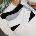 Women Y2k Knitted Long Socks Girls Casual Black White Solid Loose Crochet Middle Tube Lolita Sox Cotton Boot Cuffs Ruffles Socks preview-3