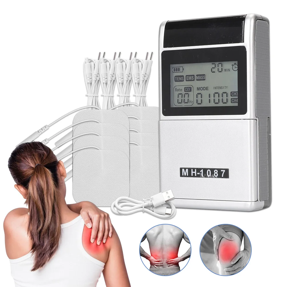 Digital EMS Pulse Electric Muscle Stimulator Back Neck Body Massager Tens Acupuncture Meridian Physiotherapy Relax Massage Tool-animated-img