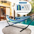 Double Outdoor Camping Hammocks Portable Canvas Cotton Hanging Sleeping Bed Swing Chair for Garden Patio Backyard 180x150cm Blue
