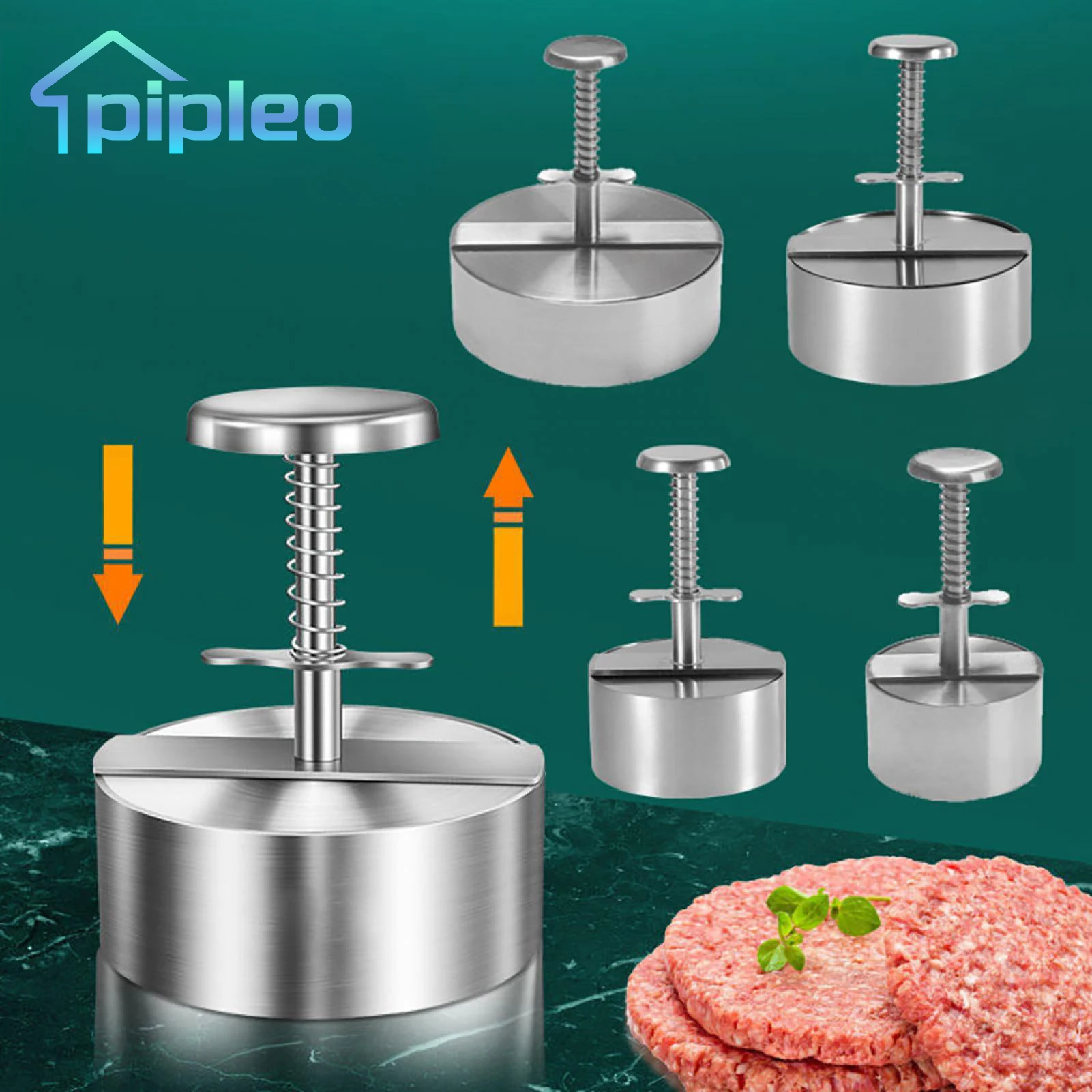 Manual Elasticity Hamburger Patty Makers Stainless Steel Burge Meat Press Mold Meat Tenderizer Kitchen Accessories Grill Tools-animated-img