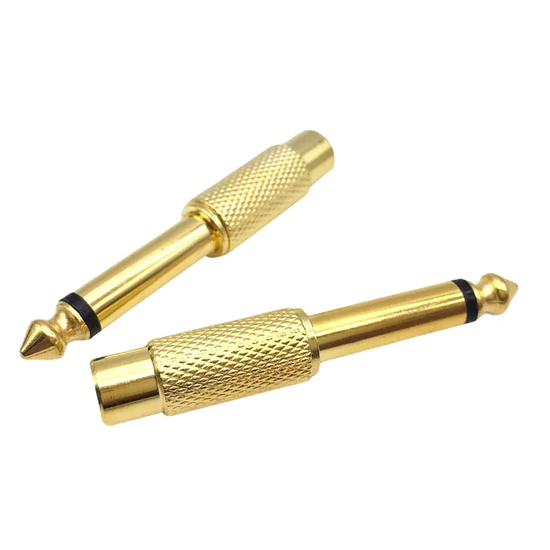 5PCS Gold Plated RCA to 1/4 Adapter RCA Female to 6.35mm 1/4 inch Male Mono TS Interconnect Audio Adapter Conversion Plug preview-2