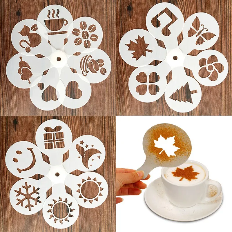 5 Pcs Stainless Steel Coffee Stencils,latte Art Coffee Garland Mould  Personalised Stencil For Coffee Cake Decorating