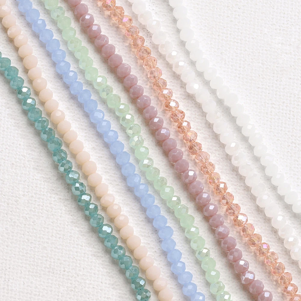 120pcs/lot Crystal Glass Rondelle Beads Austria Faceted Round Loose Spacer Beads-animated-img