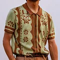 Men's T-Shirt Polo Cardigan Short Sleeve Goat Print Button-Up Knit Polo Shirt Summer Casual Men Button-up Turn-down Collar Tops preview-1