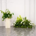 Artificial Flowers Plants Floor Row Road Leading Flower Ball Wedding Decoration Greenery Ball White Flowers Floral Backdrop Deco