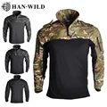 HAN WILD Tactical CP Shirt for Men Softair Shirts Combat Long Sleeve Wear Resistant Climbing Clothes Airsoft Hiking Clothing