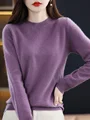 Spring Autumn Women O-neck Long Sleeve Pullover Sweater Basic Casual 100% Merino Wool Knitwear Soft Comfort Clothes Korean Tops preview-2