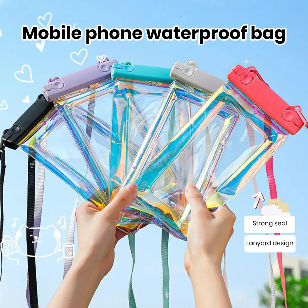 Waterproof Phone Pouch with Lanyard Touchscreen Clear PVC Beach Kayaking Swimming Floating Cell Phone Dry Bag Case Protector-animated-img