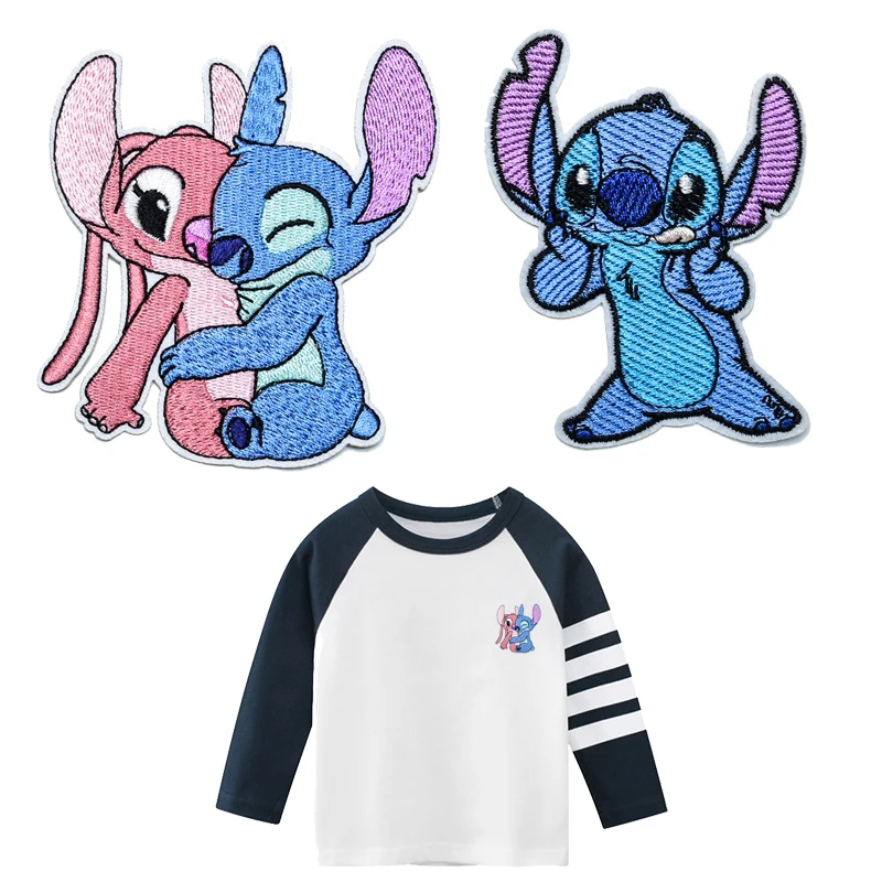 Stitch Clothes Badges Iron On Patches Appliques Embroidered Music cartoon  Stripes for Clothes Jacket Jeans Diy Decoration