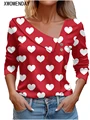 T Shirt For Women Fashion Long Sleeve Tops Heart Print Pulovers Elegant Shirts & Blouses Autumn Youthful Woman Clothes 2023 preview-1