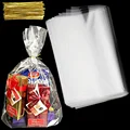 100/200pcs Cellophane Packaging Processing Bag Transparent Flat With Color Tie Wire For Gift Packaging, Candy preview-1