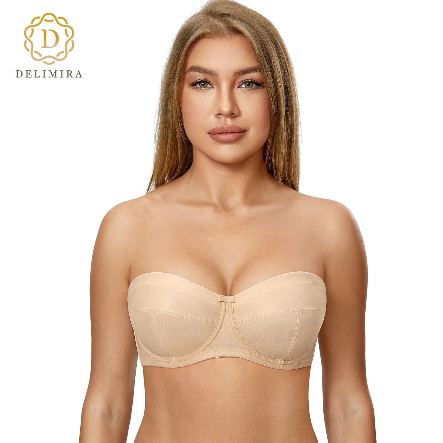 DELIMIRA Women's Strapless Bra Underwire Plus Size Ultra Support  Convertible