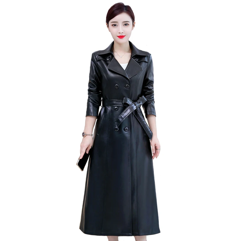 Fashion X-Long Leather Coat Women 2022 
