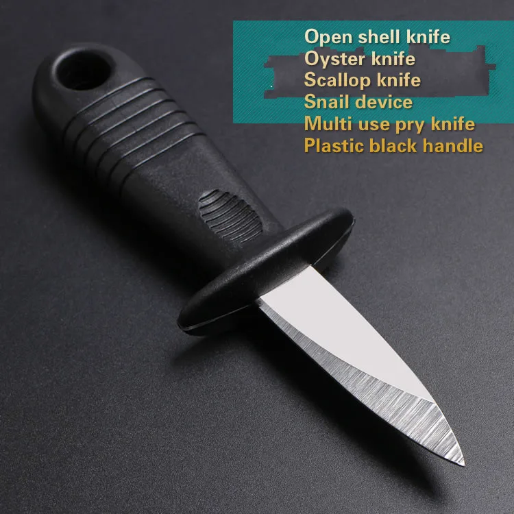 Shell Opener for Oyster Knife, Scallop Snail Device, Multi-use Pry Knives, Plastic Black Handle, Wholesale-animated-img