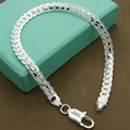 925 Sterling Silver Exquisite Solid Chain Bracelet Fashion Charm Women Men Solid Wedding Cute Simple Models Jewelry preview-3