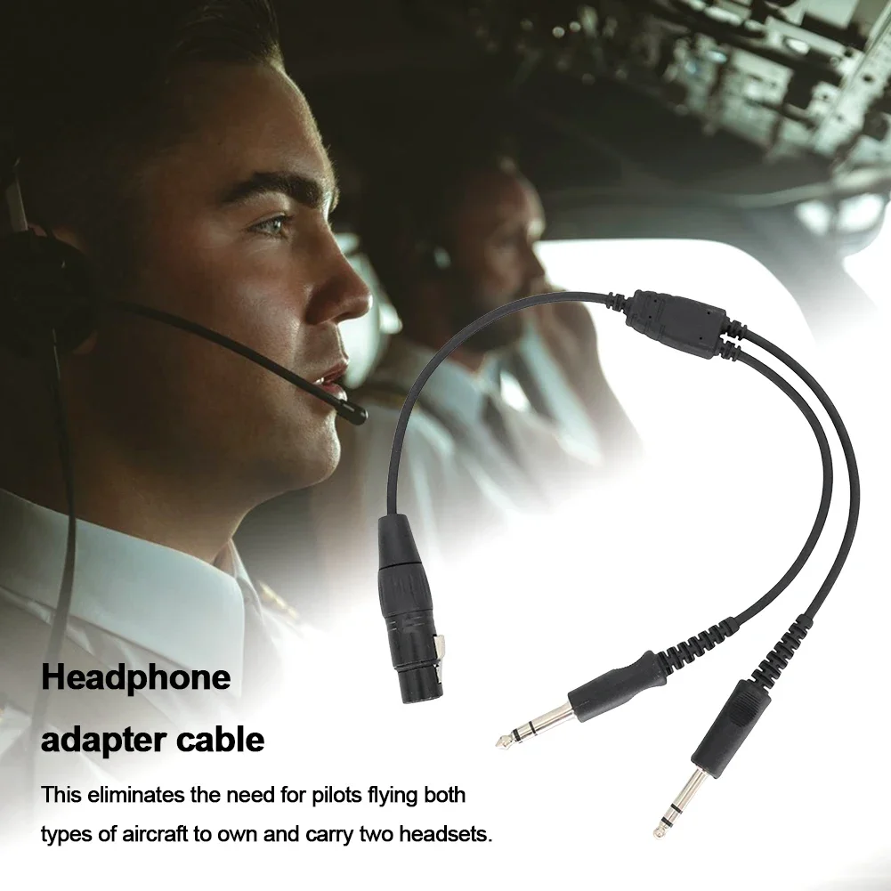 Airbus XLR To GA Dual Plug 5 Pin Male To Female Aviation Headset Connector  Aviation Headphone Cable for Aviation Communication-animated-img