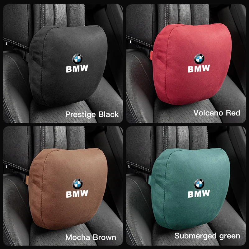 Car Neck Headrest Support Seat Soft Pillow Auto Emblem Accessories For BMW Performance X3 G30 X5 F15 G05 X1 E39 E46 E90 M3 E60-animated-img